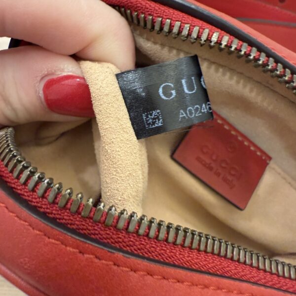 Gucci Calfskin Matelasse GG Marmont Belt Bag 95 38 Red