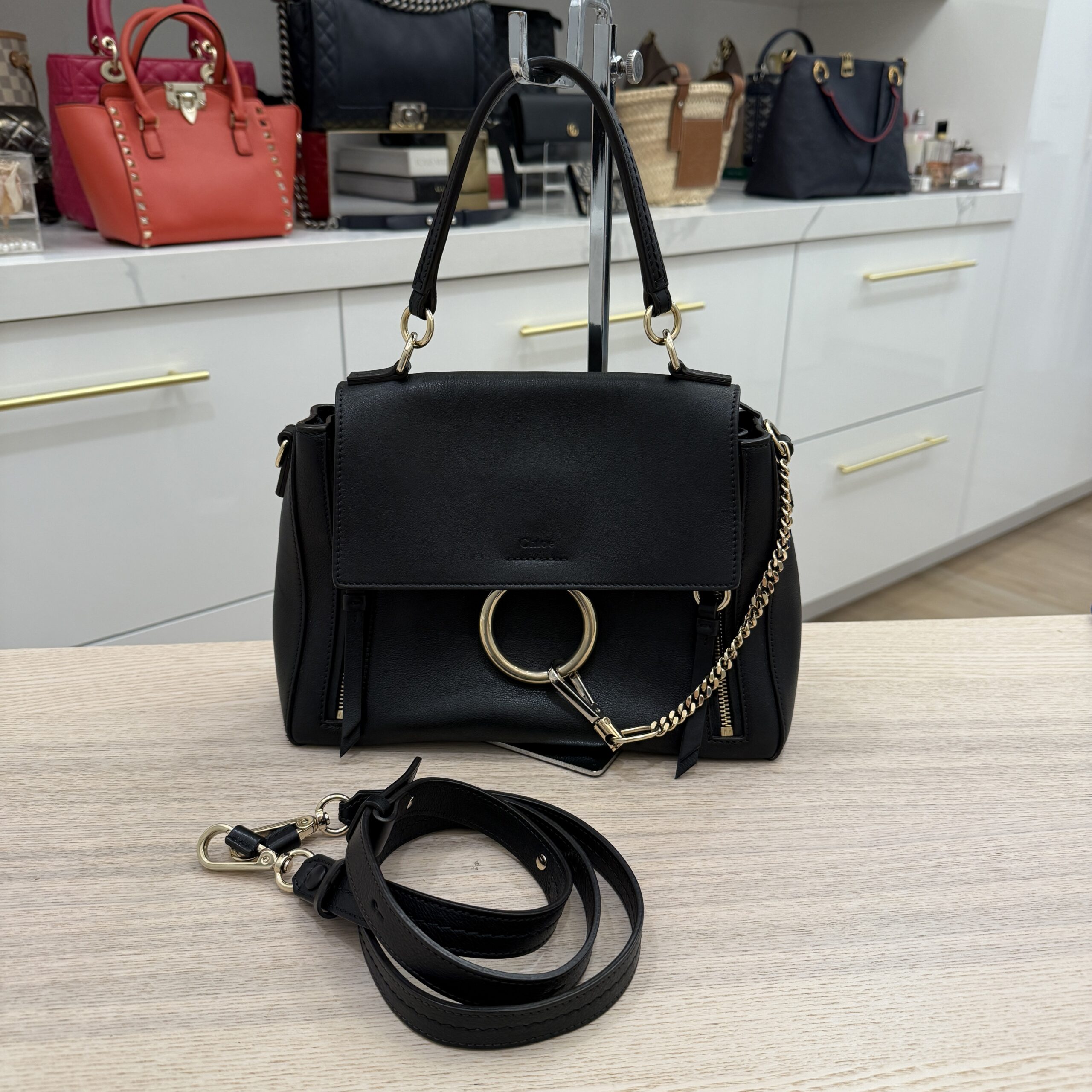 Chloe Black Leather Small Faye Day Bag Black