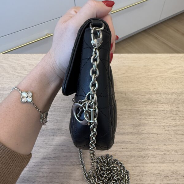 Christian Dior Black Cannage Quilted Lambskin Leather Miss Dior Promenade Pouch Clutch Bag