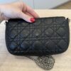 Christian Dior Black Cannage Quilted Lambskin Leather Miss Dior Promenade Pouch Clutch Bag