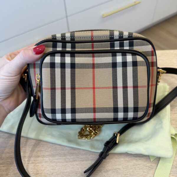 Burberry Calfskin Vintage Check Camera Bag Archive Beig