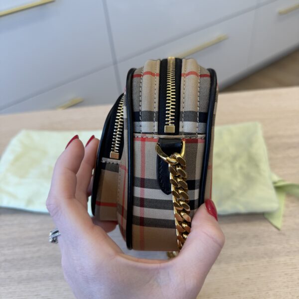 Burberry Calfskin Vintage Check Camera Bag Archive Beig