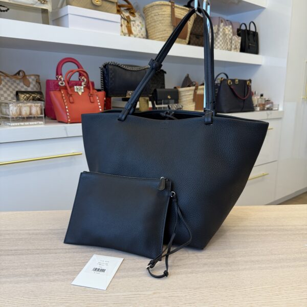 The Row Park Tote Three Bag in Leather Black