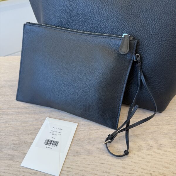 The Row Park Tote Three Bag in Leather Black