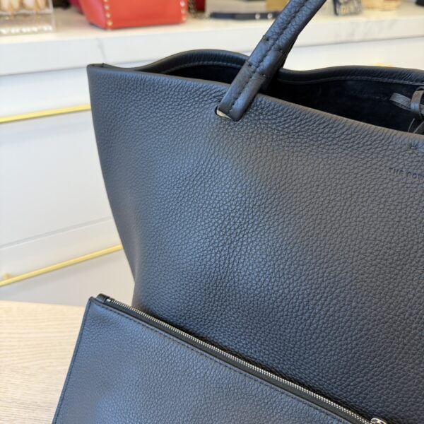 The Row Park Tote Three Bag in Leather Black
