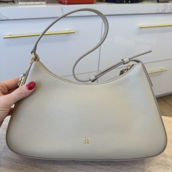Givenchy Lucky Lock Small Embellished Textured-Leather Shoulder Bag in Natural Beige