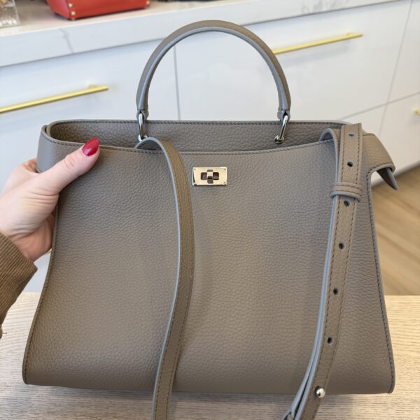 Machine Paris Lutece PM Grained Leather Top-Handle Bag Elephant