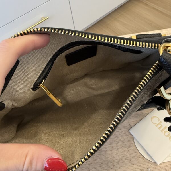Chloe Marcie Small Satchel Bag in Grained Calfskin Black