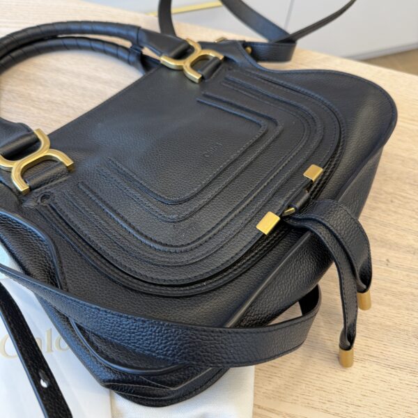 Chloe Marcie Small Satchel Bag in Grained Calfskin Black
