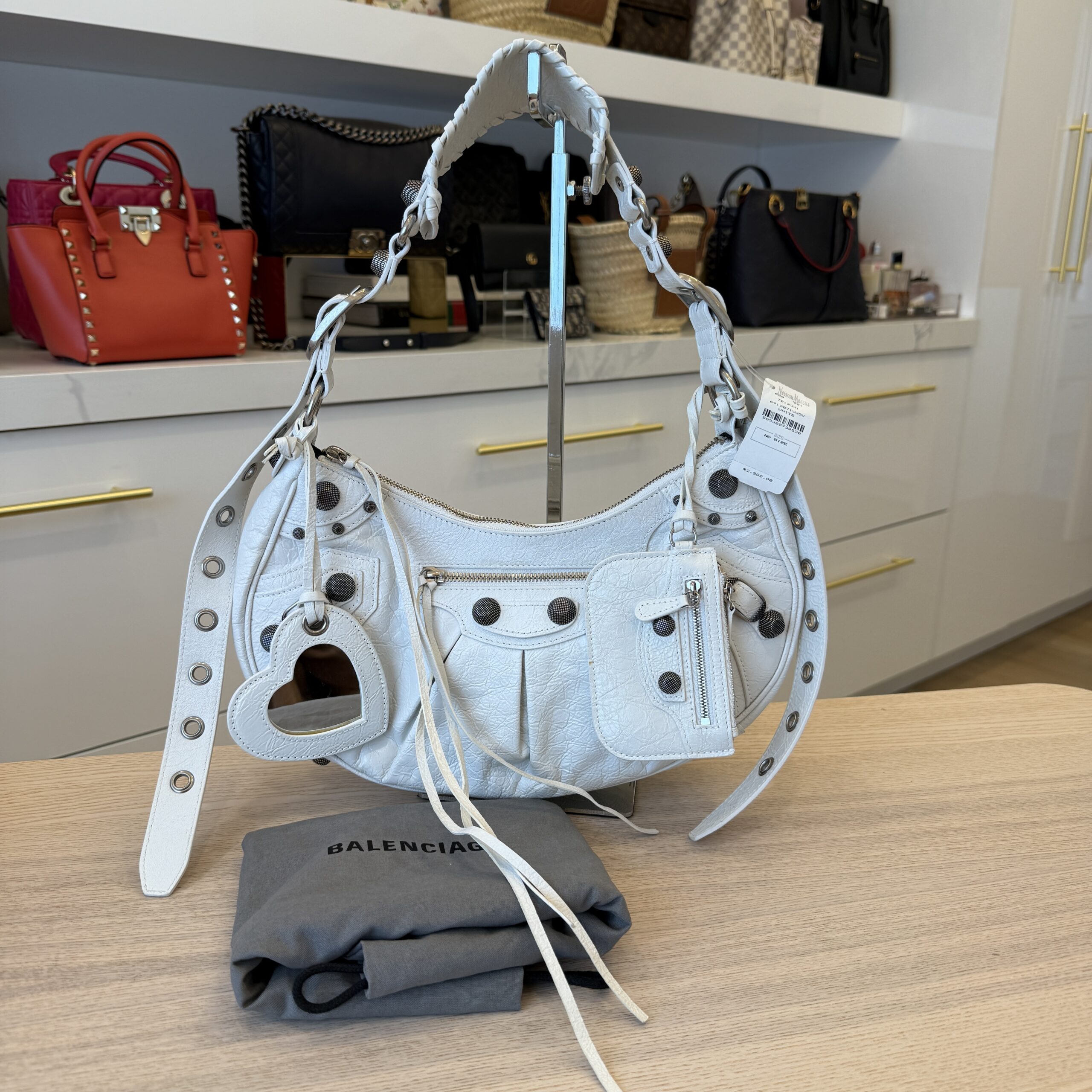 Balenciaga Le Cagole Small Shoulder Bag Optic White