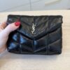 Saint Laurent Loulou Toy Puffer Pouch Clutch Bag Black SHW