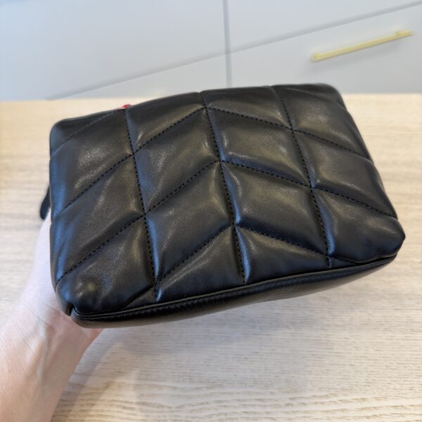 Saint Laurent Loulou Toy Puffer Pouch Clutch Bag Black SHW