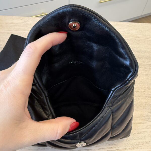 Saint Laurent Loulou Toy Puffer Pouch Clutch Bag Black SHW