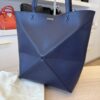 Loewe Medium Puzzle Fold Tote in Shiny Calfskin Navy