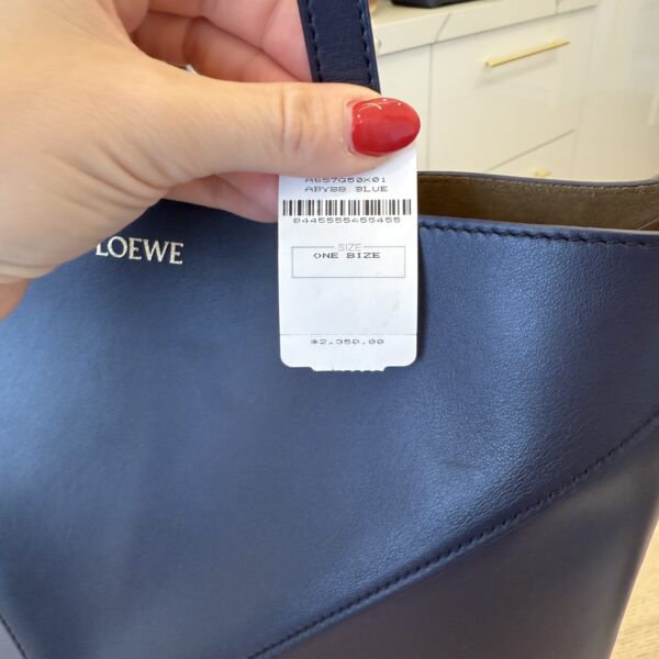Loewe Medium Puzzle Fold Tote in Shiny Calfskin Navy
