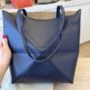 Loewe Medium Puzzle Fold Tote in Shiny Calfskin Navy