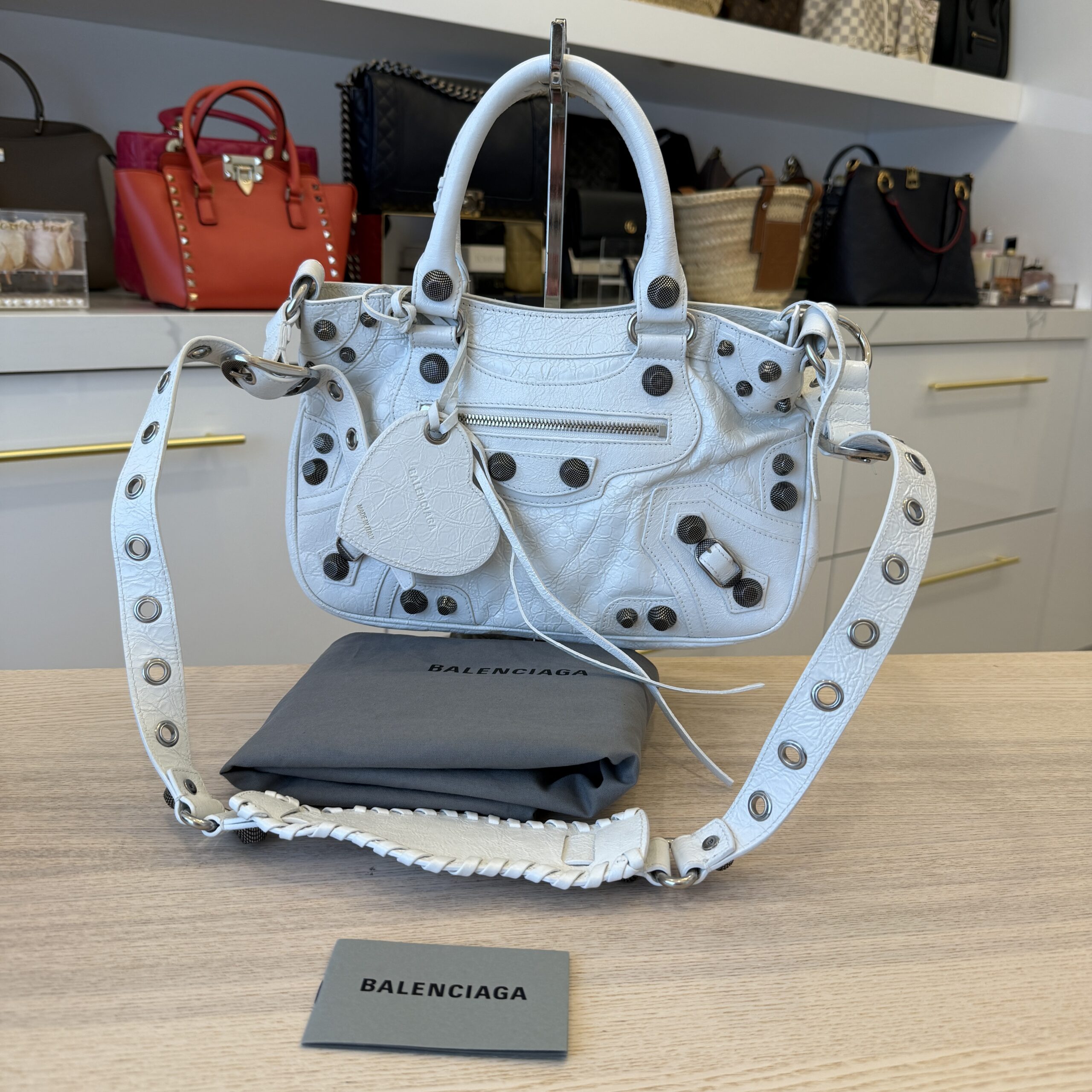 Balenciaga Agneau Arena Crystal Neo Cagole Optic White