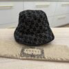 Gucci Black Denim Leather Trim Large Bucket Hat