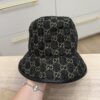 Gucci Black Denim Leather Trim Large Bucket Hat