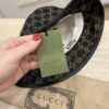 Gucci Black Denim Leather Trim Large Bucket Hat