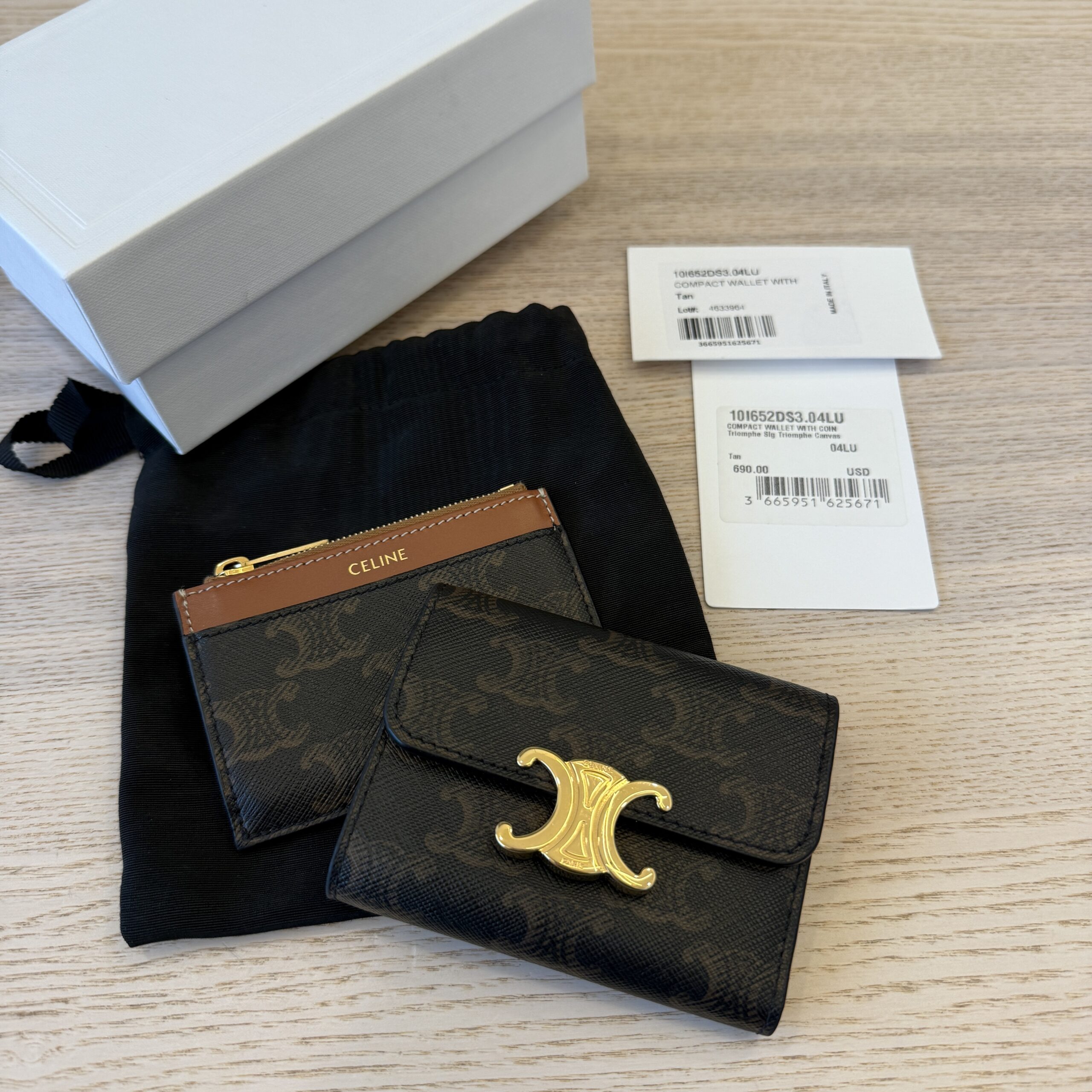 Celine Compact Wallet with Coin Triomphe Canvas