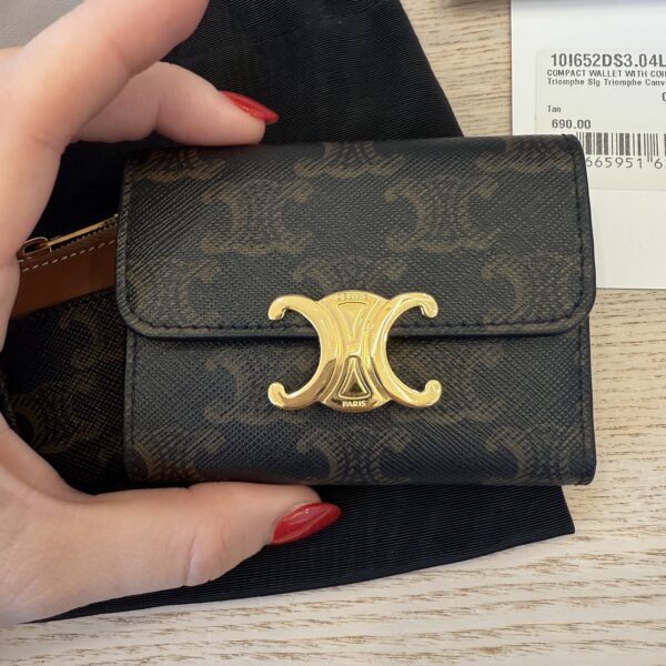 Celine Compact Wallet with Coin Triomphe Canvas