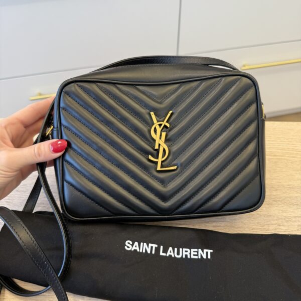Saint Laurent (YSL) Calfskin Monogram Lou Camera Black Gold Hardware