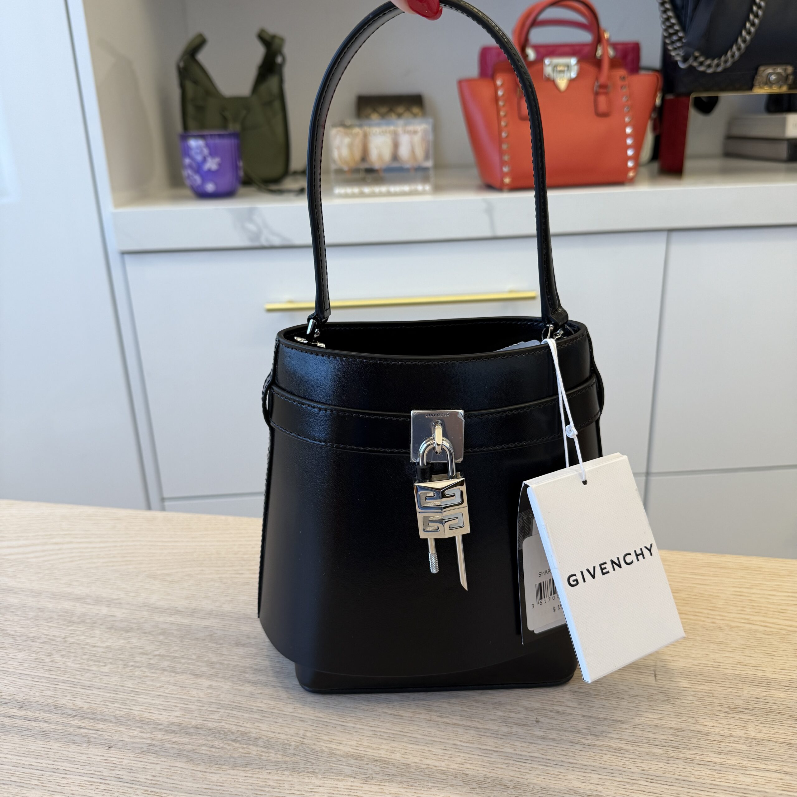 Givenchy Shark Lock Bucket Bag in Box Leather