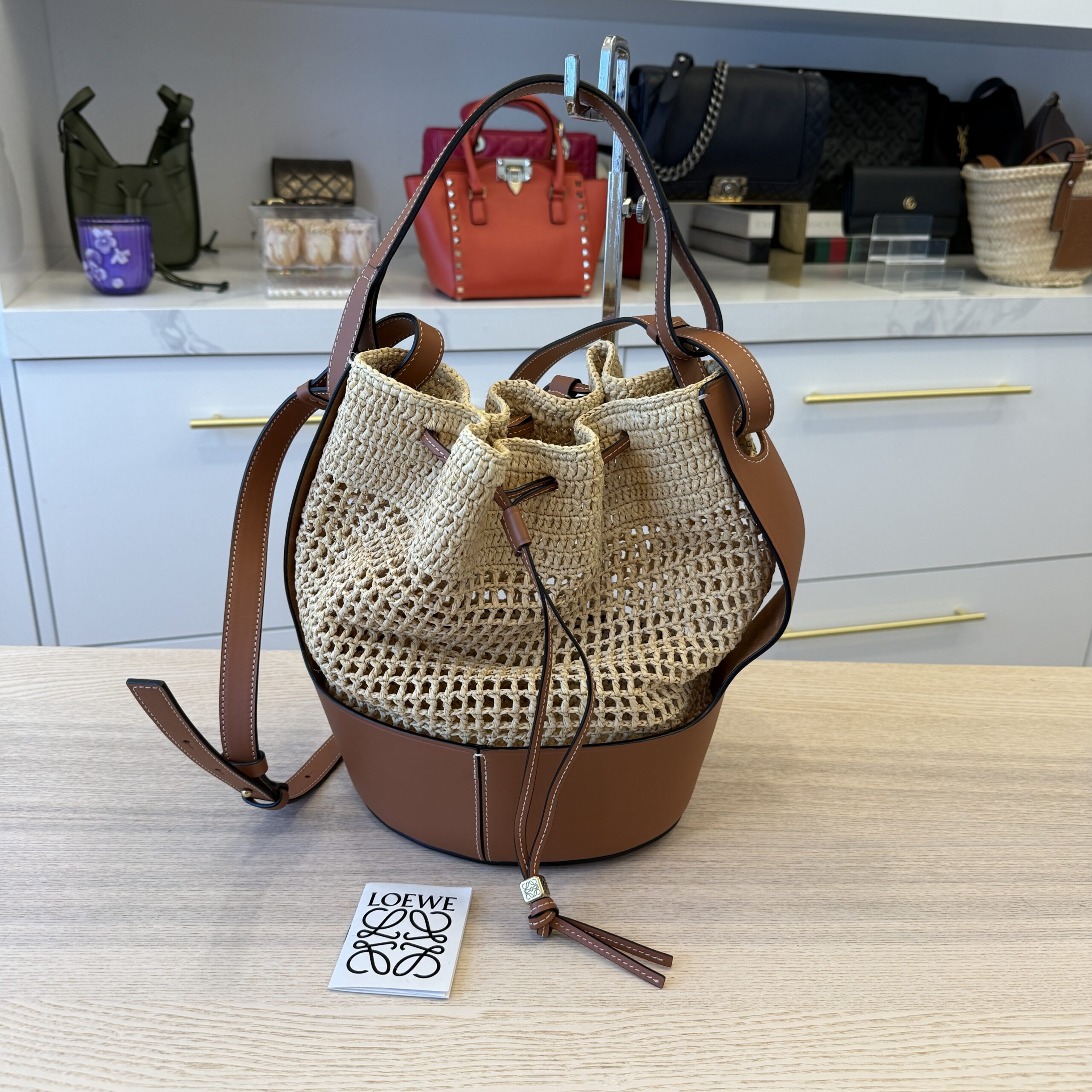 Loewe Small Raffia Balloon Bag Natural