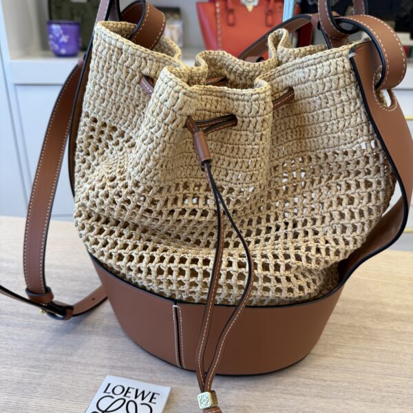 Loewe Small Raffia Balloon Bag Natural