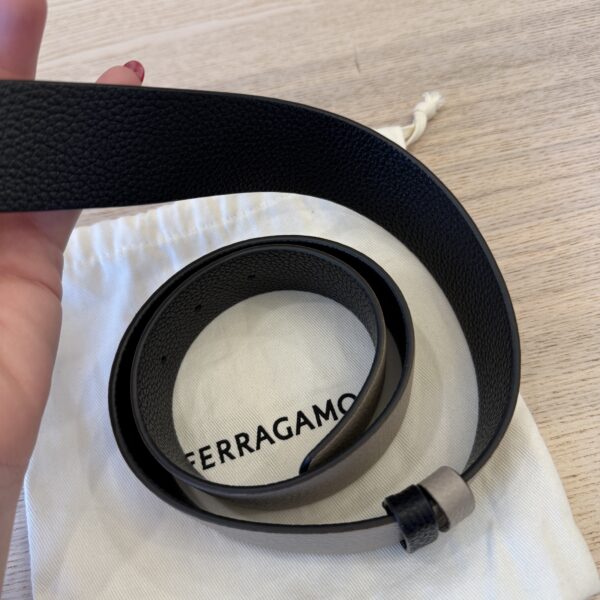 Salvatore Ferragamo Reversible and Adjustable Gancini Belt 32/80 Black and Tan