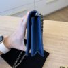 Chanel Lambskin Chevron Boy Wallet On Chain WOC Blue Light Gold Hardware
