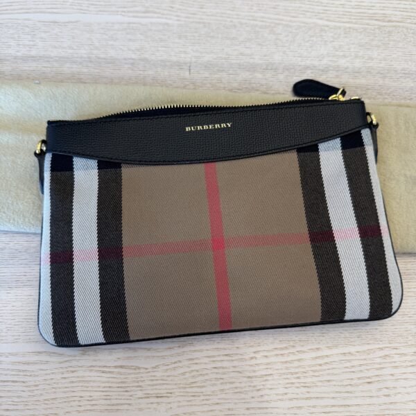 Burberry Multicolor House Check Peyton Convertible Clutch Black
