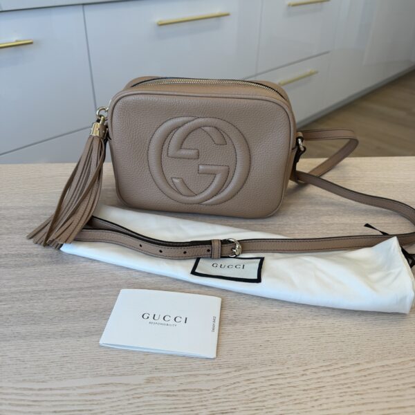 Gucci Calfskin Small Soho Disco Bag Beige
