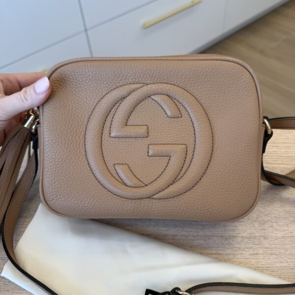 Gucci Calfskin Small Soho Disco Bag Beige