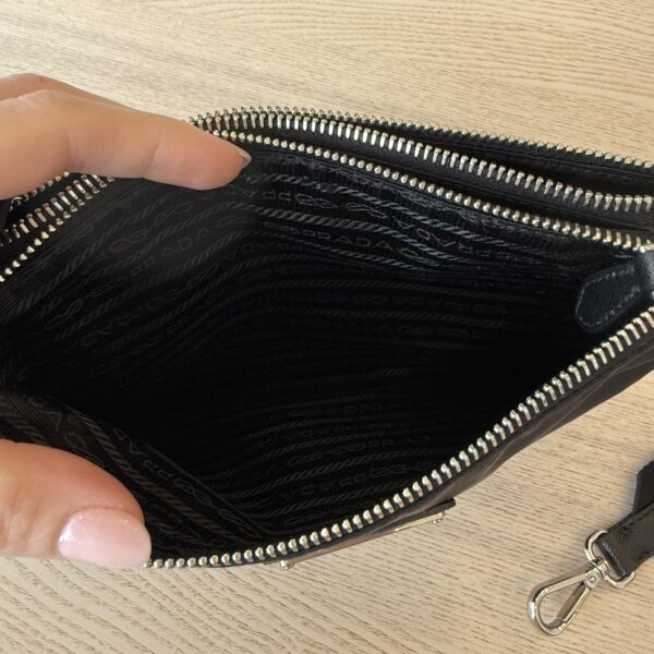 Prada Re-Nylon Saffiano Re-Edition 2000 Double Zip Crossbody Bag Black
