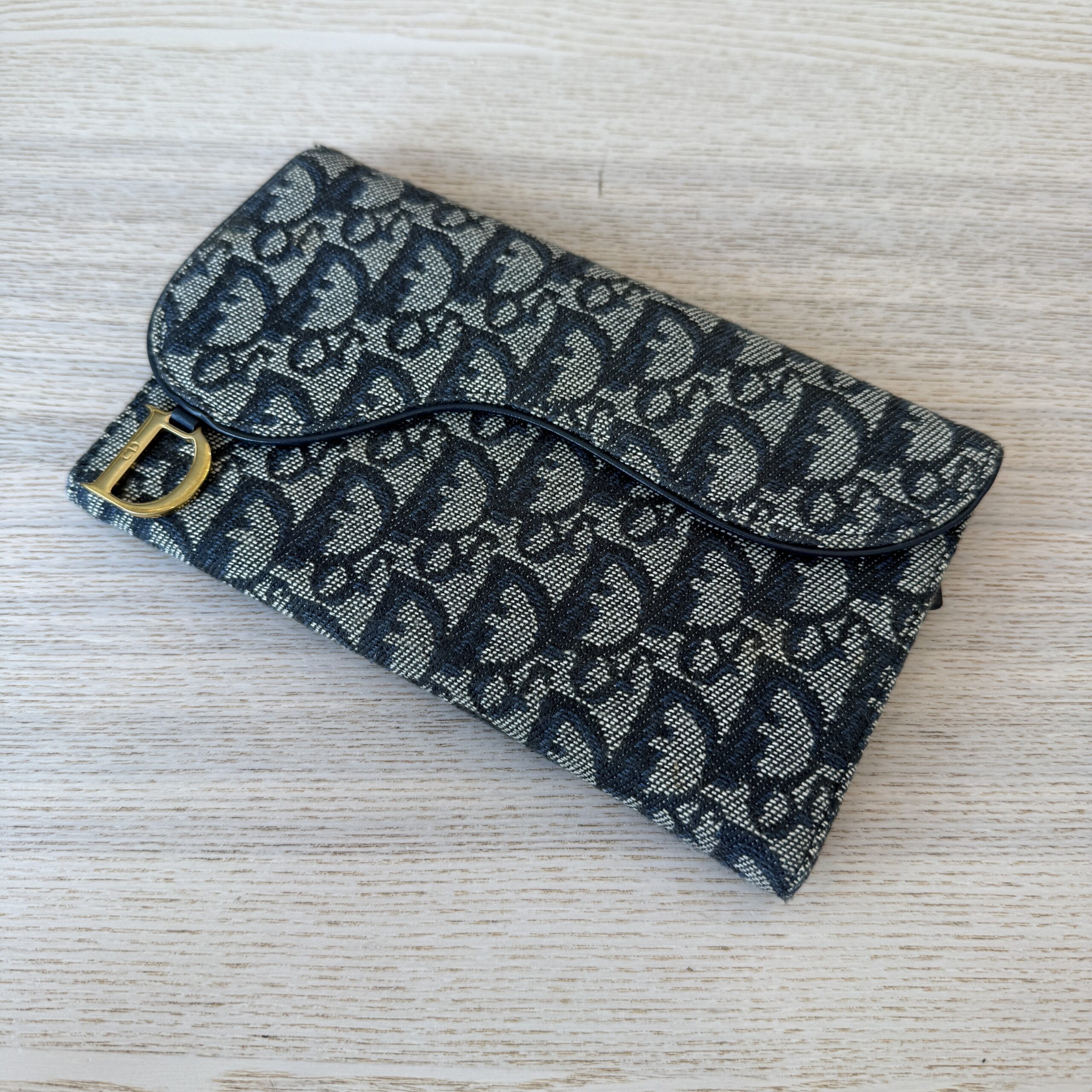 Christian Dior Saddle Flap Wallet Trotter Canvas