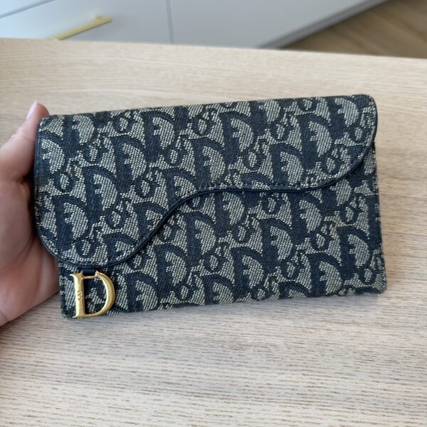 Christian Dior Saddle Flap Wallet Trotter Canvas