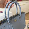 Prada Light Blue Saffiano Lux Leather Small Tote Bag