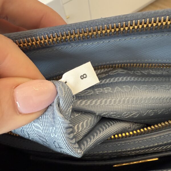 Prada Light Blue Saffiano Lux Leather Small Tote Bag