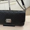 Chanel Lambskin Boy Accordion Flap Bag Black Silver Hardware