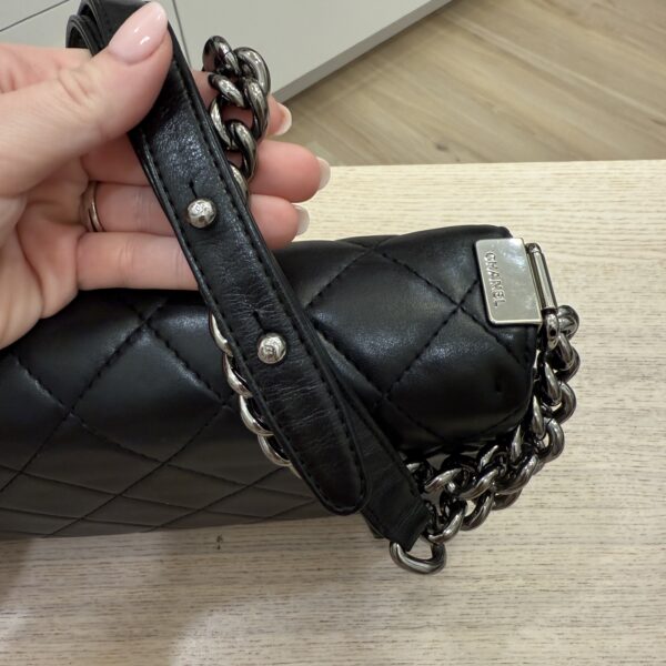 Chanel Lambskin Boy Accordion Flap Bag Black Silver Hardware