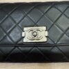 Chanel Lambskin Boy Accordion Flap Bag Black Silver Hardware