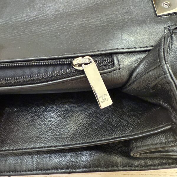 Chanel Lambskin Boy Accordion Flap Bag Black Silver Hardware