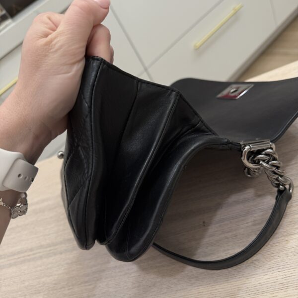 Chanel Lambskin Boy Accordion Flap Bag Black Silver Hardware