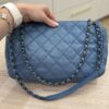 Chanel Wild Stich Twin Pocket Single Flap Blue Palladium Hardware