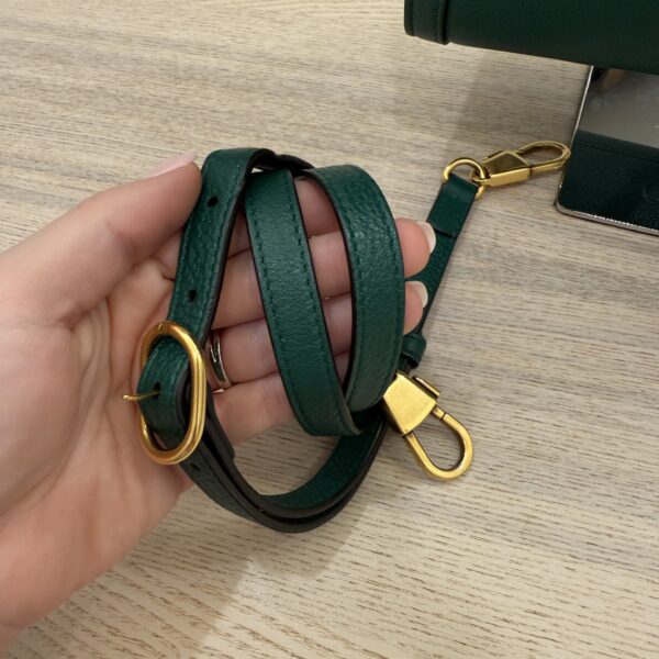 Gucci Textured Dollar Calfskin Web Small Diana Tote Bag Green