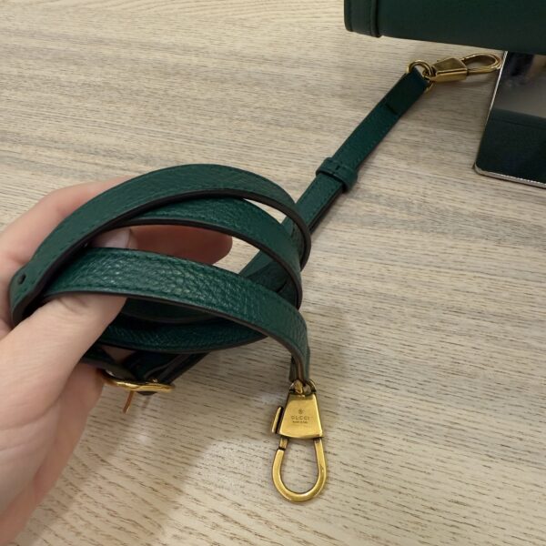 Gucci Textured Dollar Calfskin Web Small Diana Tote Bag Green