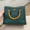 Gucci Textured Dollar Calfskin Web Small Diana Tote Bag Green