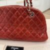 Chanel Red Crinkles Calfskin Leather Just Mademoiselle Bowling Bag
